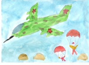 Самолет и десантники. Рисунок Гузикова Артема