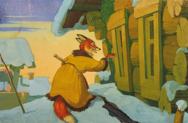 Пётр Петрович Репкин (1915–1995).
Иллюстрации к диафильму «Лисичка со скалочкой», 1955.