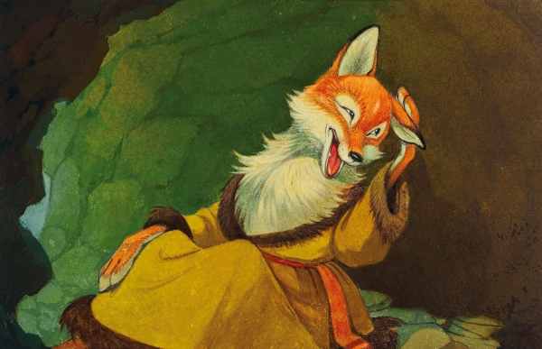 Пётр Петрович Репкин (1915–1995).
Иллюстрации к диафильму «Лисичка со скалочкой», 1955.