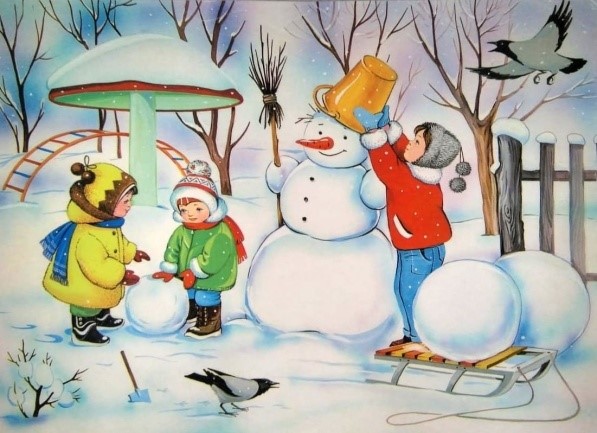 Детские забавы со снеговиком