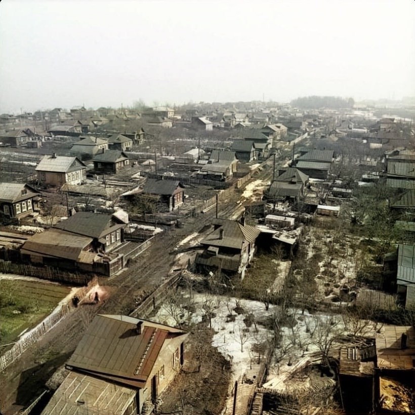 Вид на улицу Приусадебную, в Печерских Выселках. 1974 год
