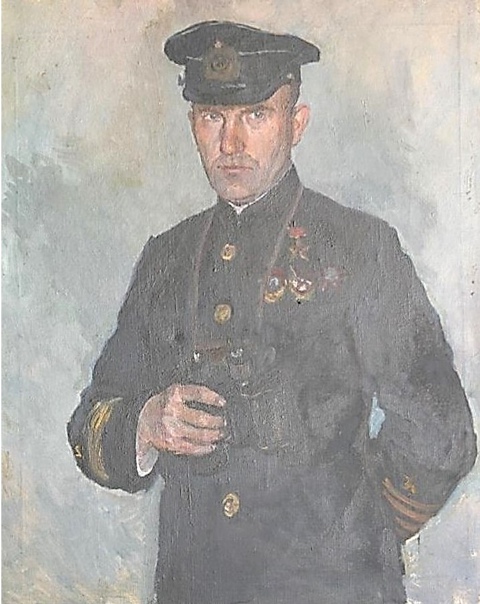 Портрет Героя Советского Союза капитана 2 ранга И. А. Колышкина, 1942 г. Художник Врамович В. А.